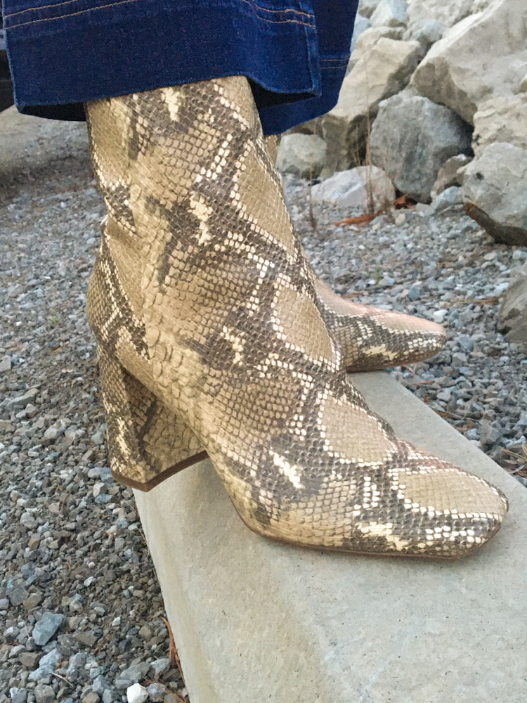 ankle snakeskin booties